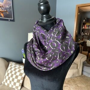Coach circle scarf purple leopard print wool silk blend​
